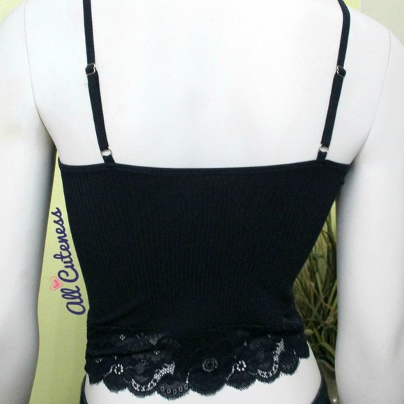 Active Basic Navy Lace Trim Cami Top Size S - Picture 3 of 3